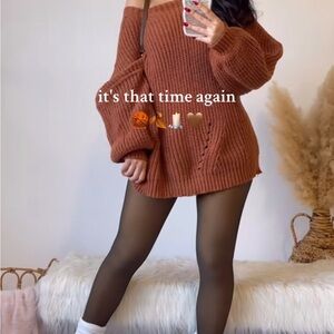 Sweet Mayhem Cozy Rust Orange Oversized Knit Sweater (One Size)